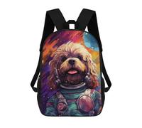 sinyumoney 3D Printed 17inch Backpack Space Dog Adventure -123 Children's Travel Lightweight School Bags Boys Girls School Bag for Middle School Students