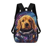 sinyumoney 3D Printed 17inch Backpack Space Dog Adventure -80 Children's Travel Lightweight School Bags Boys Girls School Bag for Middle School Students