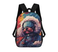 sinyumoney 3D Printed 17inch Backpack Space Poodle Adventure -11 Children's Travel Lightweight School Bags Boys Girls School Bag for Middle School Students