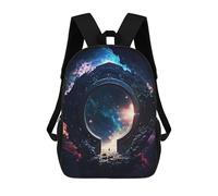 sinyumoney 3D Printed 17inch Backpack Space Portal Magic Children's Travel Lightweight School Bags Boys Girls School Bag for Middle School Students