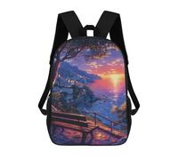 sinyumoney 3D Printed 17inch Backpack Sunset Over Coastal Village Children's Travel Lightweight School Bags Boys Girls School Bag for Middle School Students