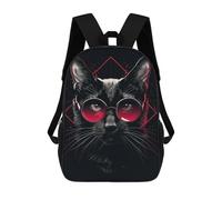 sinyumoney 3D Printed 17inch Backpack The Dark Cat Children's Travel Lightweight School Bags Boys Girls School Bag for Middle School Students