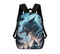 sinyumoney 3D Printed 17inch Backpack Thundering Wolf Art Print -5 Children's Travel Lightweight School Bags Boys Girls School Bag for Middle School Students