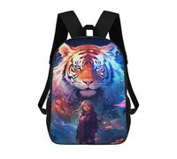 sinyumoney 3D Printed 17inch Backpack Tiger Fantasy Artwork-4 Children's Travel Lightweight School Bags Boys Girls School Bag for Middle School Students