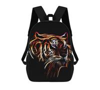 sinyumoney 3D Printed 17inch Backpack Tiger Fractal Children's Travel Lightweight School Bags Boys Girls School Bag for Middle School Students