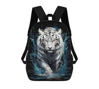sinyumoney 3D Printed 17inch Backpack White Tiger Splash Art Print Children's Travel Lightweight School Bags Boys Girls School Bag for Middle School Students
