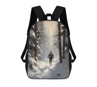 sinyumoney 3D Printed 17inch Backpack Winter Wonderland Skier Children's Travel Lightweight School Bags Boys Girls School Bag for Middle School Students