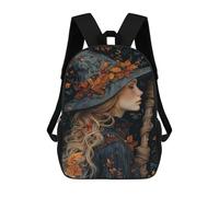sinyumoney 3D Printed 17inch Backpack Witchy Autumn Elegance Children's Travel Lightweight School Bags Boys Girls School Bag for Middle School Students