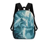 sinyumoney 3D Printed 17inch Backpack Wolf Castle Moon Night Fantasy Children's Travel Lightweight School Bags Boys Girls School Bag for Middle School Students