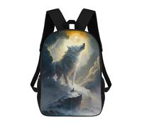 sinyumoney 3D Printed 17inch Backpack Wolf Howling at Moon Children's Travel Lightweight School Bags Boys Girls School Bag for Middle School Students