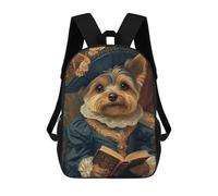 sinyumoney 3D Printed 17inch Backpack Yorkshire Terrier in Royal Attire Yorkshire Terrier Renaissance Children's Travel Lightweight School Bags Boys Girls School Bag for Middle School Students