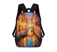 sinyumoney 3D Printed 17inch Backpacks A Canal in Venice Children Backpacks Kids School Backpack Cute Travel Bags Outdoor Casual Daypack for Boys