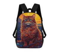 sinyumoney 3D Printed 17inch Backpacks Abstract Cat 2 Children Backpacks Kids School Backpack Cute Travel Bags Outdoor Casual Daypack for Boys