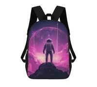 sinyumoney 3D Printed 17inch Backpacks Astronaut on Purple Planet Children Backpacks Kids School Backpack Cute Travel Bags Outdoor Casual Daypack for Boys