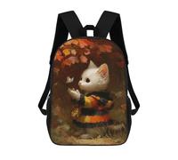 sinyumoney 3D Printed 17inch Backpacks Autumn Cat with Butterfly Children Backpacks Kids School Backpack Cute Travel Bags Outdoor Casual Daypack for Boys