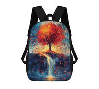 sinyumoney 3D Printed 17inch Backpacks Autumn Leaves Waterfall Painting Children Backpacks Kids School Backpack Cute Travel Bags Outdoor Casual Daypack for Boys