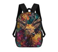 sinyumoney 3D Printed 17inch Backpacks Autumnal Deer Portrait-3 Children Backpacks Kids School Backpack Cute Travel Bags Outdoor Casual Daypack for Boys