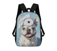 sinyumoney 3D Printed 17inch Backpacks Bath Time Fun with French Bulldog Children Backpacks Kids School Backpack Cute Travel Bags Outdoor Casual Daypack for Boys
