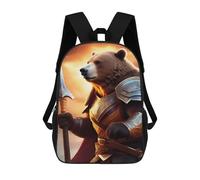 sinyumoney 3D Printed 17inch Backpacks Bear Sword Fantasy Children Backpacks Kids School Backpack Cute Travel Bags Outdoor Casual Daypack for Boys