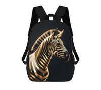 sinyumoney 3D Printed 17inch Backpacks Black And Gold Zebra Children Backpacks Kids School Backpack Cute Travel Bags Outdoor Casual Daypack for Boys