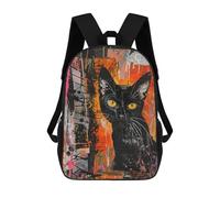sinyumoney 3D Printed 17inch Backpacks Black Cat Abstract Art Print Children Backpacks Kids School Backpack Cute Travel Bags Outdoor Casual Daypack for Boys