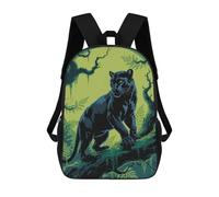 sinyumoney 3D Printed 17inch Backpacks Black Panther in Jungle Illustration Children Backpacks Kids School Backpack Cute Travel Bags Outdoor Casual Daypack for Boys