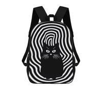 sinyumoney 3D Printed 17inch Backpacks Black White Hypno Cat Children Backpacks Kids School Backpack Cute Travel Bags Outdoor Casual Daypack for Boys