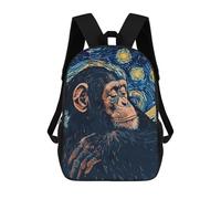 sinyumoney 3D Printed 17inch Backpacks Chimpanzee in Starry Night Style Children Backpacks Kids School Backpack Cute Travel Bags Outdoor Casual Daypack for Boys