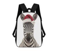 sinyumoney 3D Printed 17inch Backpacks Christmas Zebra with Santa Hat Children Backpacks Kids School Backpack Cute Travel Bags Outdoor Casual Daypack for Boys