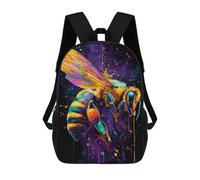 sinyumoney 3D Printed 17inch Backpacks Colorful Bee Art Print-2 Children Backpacks Kids School Backpack Cute Travel Bags Outdoor Casual Daypack for Boys