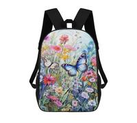 sinyumoney 3D Printed 17inch Backpacks Colorful Butterfly Garden-2 Children Backpacks Kids School Backpack Cute Travel Bags Outdoor Casual Daypack for Boys
