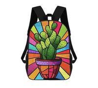 sinyumoney 3D Printed 17inch Backpacks Colorful Cactus Art Print Children Backpacks Kids School Backpack Cute Travel Bags Outdoor Casual Daypack for Boys