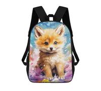 sinyumoney 3D Printed 17inch Backpacks Colorful Fox Cub Art Print Children Backpacks Kids School Backpack Cute Travel Bags Outdoor Casual Daypack for Boys