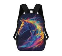sinyumoney 3D Printed 17inch Backpacks Colorful Horse Art Print-8 Children Backpacks Kids School Backpack Cute Travel Bags Outdoor Casual Daypack for Boys