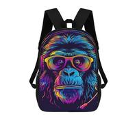 sinyumoney 3D Printed 17inch Backpacks Colorful Monkey Headphones Art Print Children Backpacks Kids School Backpack Cute Travel Bags Outdoor Casual Daypack for Boys