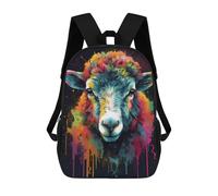 sinyumoney 3D Printed 17inch Backpacks Colorful Sheep With Drips Children Backpacks Kids School Backpack Cute Travel Bags Outdoor Casual Daypack for Boys