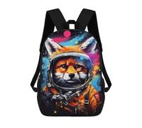 sinyumoney 3D Printed 17inch Backpacks Cosmic Fox Explorer-3 Children Backpacks Kids School Backpack Cute Travel Bags Outdoor Casual Daypack for Boys