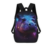 sinyumoney 3D Printed 17inch Backpacks Cosmic Hippo Portrait-9 Children Backpacks Kids School Backpack Cute Travel Bags Outdoor Casual Daypack for Boys