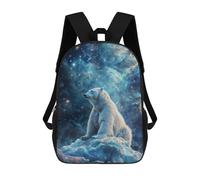 sinyumoney 3D Printed 17inch Backpacks Cosmic Nebula Polar Bear Children Backpacks Kids School Backpack Cute Travel Bags Outdoor Casual Daypack for Boys