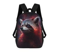 sinyumoney 3D Printed 17inch Backpacks Cosmic Raccoon Portrait-2 Children Backpacks Kids School Backpack Cute Travel Bags Outdoor Casual Daypack for Boys