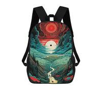 sinyumoney 3D Printed 17inch Backpacks Fantasy Landscape with Red Sun Children Backpacks Kids School Backpack Cute Travel Bags Outdoor Casual Daypack for Boys