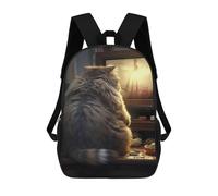 sinyumoney 3D Printed 17inch Backpacks Fat Cat Watching Tv Children Backpacks Kids School Backpack Cute Travel Bags Outdoor Casual Daypack for Boys
