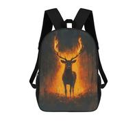 sinyumoney 3D Printed 17inch Backpacks Fiery Stag Children Backpacks Kids School Backpack Cute Travel Bags Outdoor Casual Daypack for Boys