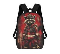 sinyumoney 3D Printed 17inch Backpacks Firefighter Raccoon Children Backpacks Kids School Backpack Cute Travel Bags Outdoor Casual Daypack for Boys