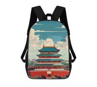sinyumoney 3D Printed 17inch Backpacks Forbidden Temple Children Backpacks Kids School Backpack Cute Travel Bags Outdoor Casual Daypack for Boys