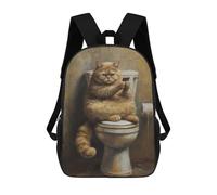 sinyumoney 3D Printed 17inch Backpacks Funny Fat Cat Toilet Phone Children Backpacks Kids School Backpack Cute Travel Bags Outdoor Casual Daypack for Boys