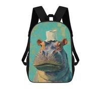 sinyumoney 3D Printed 17inch Backpacks Funny Hippo with Toilet Paper Children Backpacks Kids School Backpack Cute Travel Bags Outdoor Casual Daypack for Boys