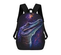 sinyumoney 3D Printed 17inch Backpacks Galactic Crocodile Art Print-9 Children Backpacks Kids School Backpack Cute Travel Bags Outdoor Casual Daypack for Boys