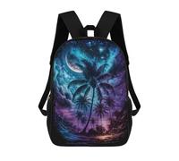 sinyumoney 3D Printed 17inch Backpacks Galactic Palm Beach Children Backpacks Kids School Backpack Cute Travel Bags Outdoor Casual Daypack for Boys