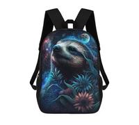 sinyumoney 3D Printed 17inch Backpacks Galactic Sloth with Flowers -4 Children Backpacks Kids School Backpack Cute Travel Bags Outdoor Casual Daypack for Boys